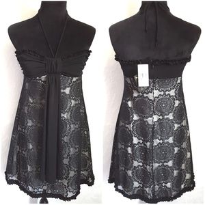 Alexia Admor Lace Empire Waist Halter Dress LBD